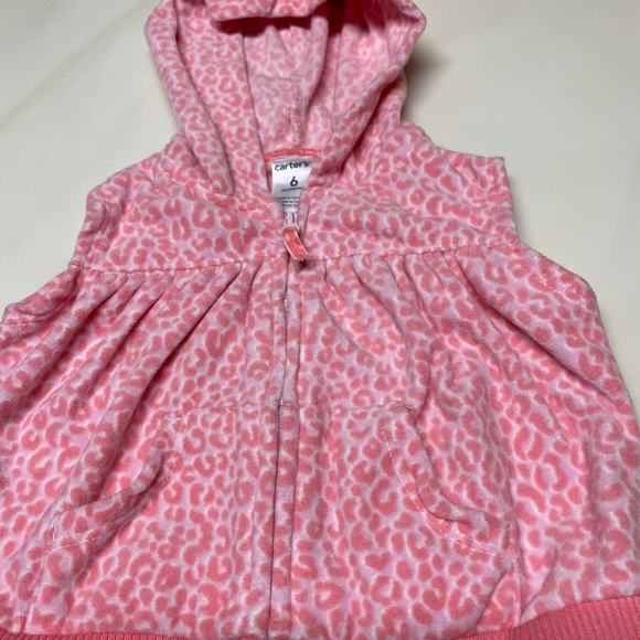 6 mo Carter’s velour sleeveless zip hoodie - Picture 2 of 2